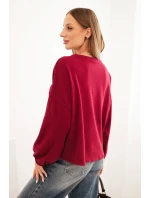 Dámská mikina s ozdobným model 21336080 dole bordová - K-Fashion