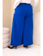 Dámské kalhoty Plus Size viskózové s širokými nohavicemi a páskem model 21886619 - K-Fashion