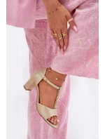 Dámské Sandály Na Podpatku S Dekorativním Páskem Eko Kůže Zlaté Triavera Dámské Sandály Na Podpatku S Dekorativním Páskem Eko Kůže Zlaté Triavera