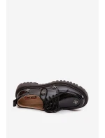 Lakované dámské mokasyny s ozdobnou sponou S.Barski HY52-546 Černé