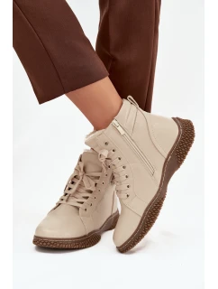 Dámské kotníkové boty s teplým kožíškem z eko kůže béžové Ulverina
