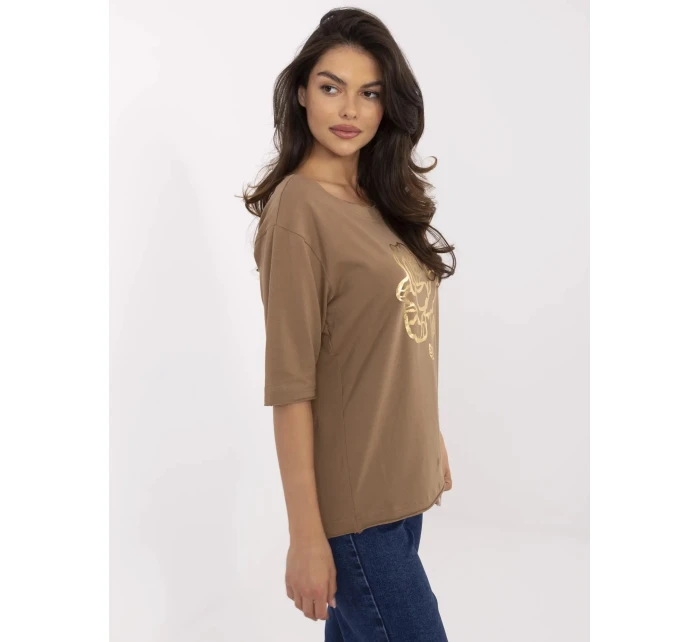 Bluzka CLM BZ model 21116866 jasny brązowy - FPrice Bluzka CLM BZ model 21116866 jasny brązowy - FPrice