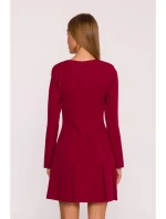 Šaty s záhyby bordó model 21295924 - Moe Šaty s záhyby bordó model 21295924 - Moe
