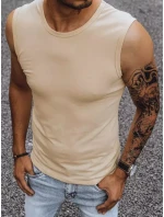 Pánské tričko bez rukávů s potiskem béžové FashionStreet RX4918