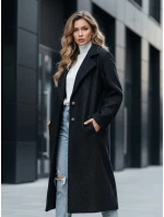 Dámský dlouhý kabát z ovčí kůže černý model 21994154 - Dstreet