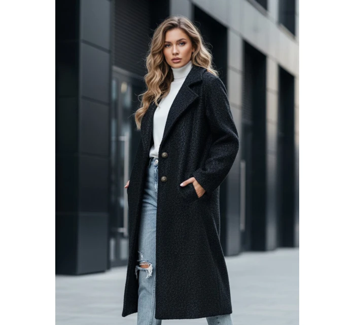 Dámský dlouhý kabát z ovčí kůže černý model 21994154 - Dstreet