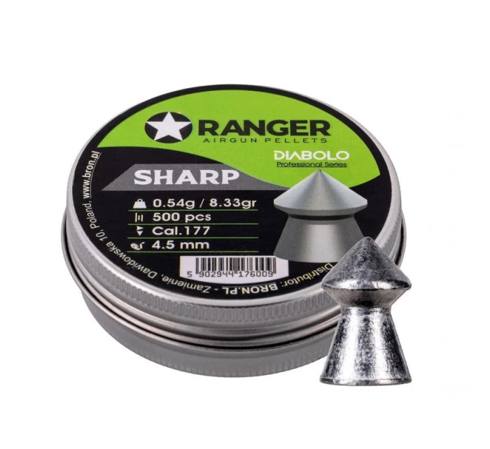 4,5 mm RANGER Diabolo Professional Sharps 500 kuliček 0,54 g 4,5 mm RANGER Diabolo Professional Sharps 500 kuliček 0,54 g
