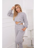 Zateplená souprava s krátkou mikinou šedá