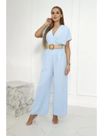 Kombinéza s ozdobným páskem v pase modrá