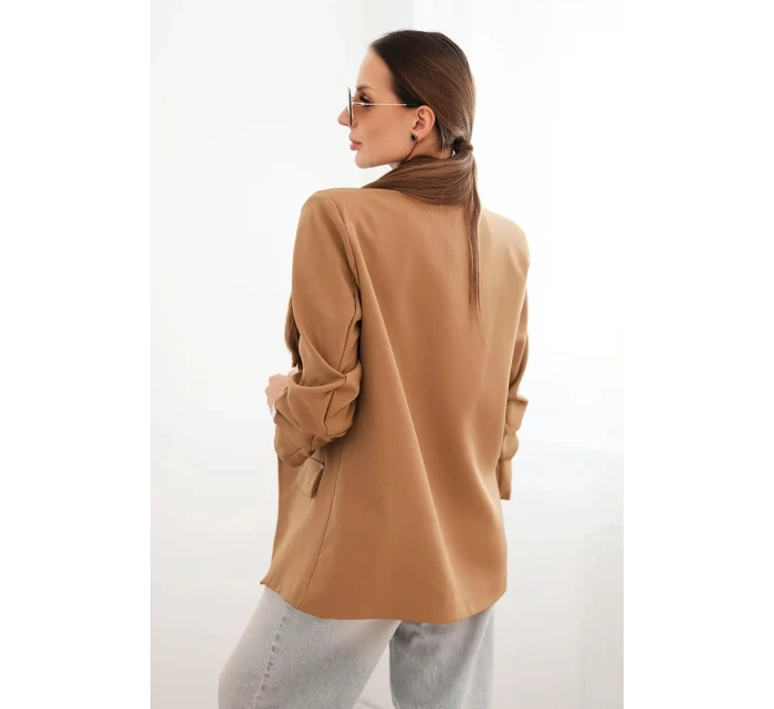 Elegantní sako s klopami tmavě model 21407149 - K-Fashion