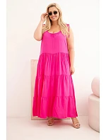 Dámské viskózové šaty na zavazovacích ramínkách fuchsiová