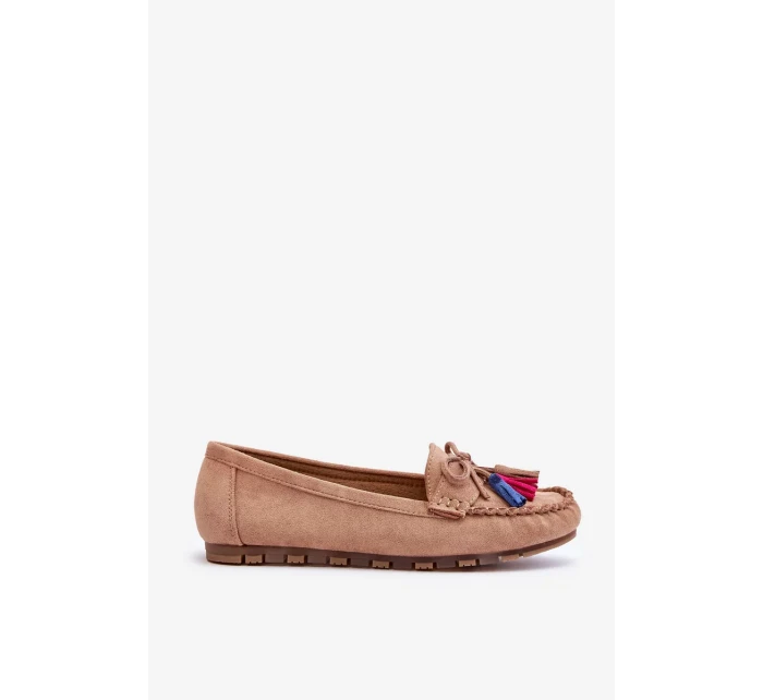 Semišové Mokasíny S Mašlí A Třásněmi Tmavě béžová Dorine Semišové Mokasíny S Mašlí A Třásněmi Tmavě béžová Dorine
