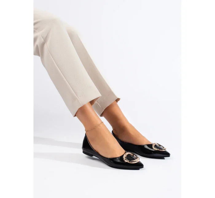Trendy  baleríny černé dámské bez podpatku
