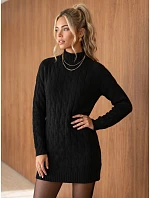 Dámské svetrové minišaty s rolákem, černé, FashionStreet MY2604 Dámské svetrové minišaty s rolákem, černé, FashionStreet MY2604