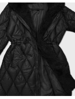 Černá bunda s kožešinovou kapucí, která tvoří límec (T3-2635#-1) Černá bunda s kožešinovou kapucí, která tvoří límec (T3-2635#-1)