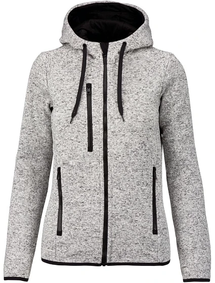 Kariban ProAct PA 366 Dámská pletená fleecová bunda s kapucí 20.P366 light grey melange Kariban ProAct PA 366 Dámská pletená fleecová bunda s kapucí 20.P366 light grey melange