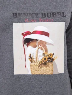 Šaty s potiskem model 18744178 v grafitové barvě - K-Fashion