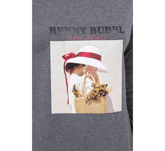 Šaty s potiskem košíku v grafitové barvě