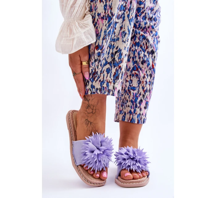 Dámské semišové pantofle s zdobením fialove Giorgia Dámské semišové pantofle s zdobením fialove Giorgia