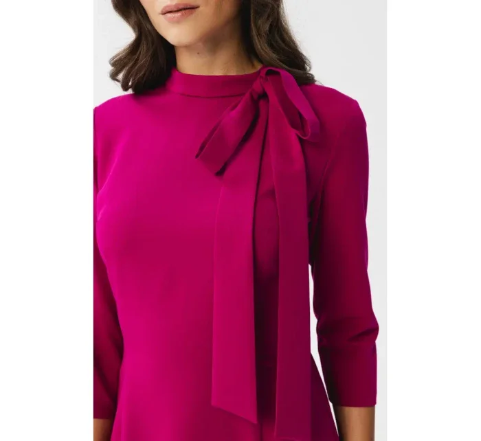 S346 Šaty s vázaným výstřihem - švestka