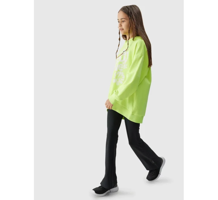 Dívčí tepláková mikina bez zapínání a s kapucí 4F - žlutá Dívčí tepláková mikina bez zapínání a s kapucí 4F - žlutá