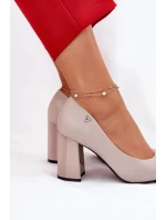 Elegantní dámské lodičky na širokém podpatku Vinceza – šedé