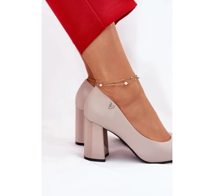 Elegantní dámské lodičky na širokém podpatku Vinceza – šedé