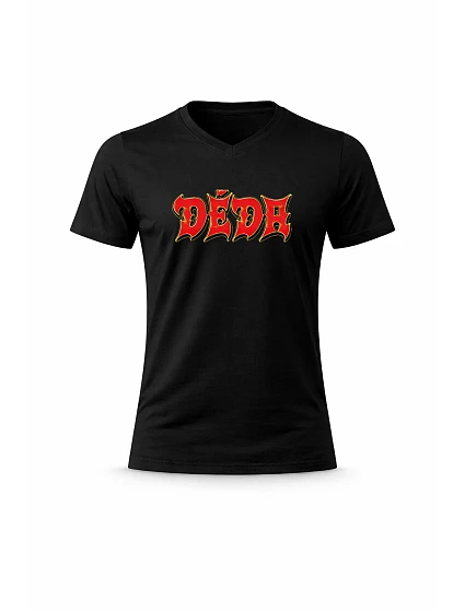 Pánské bavlněné tričko s potiskem - DĚDA (ROCK) - černé Pánské bavlněné tričko s potiskem - DĚDA (ROCK) - černé