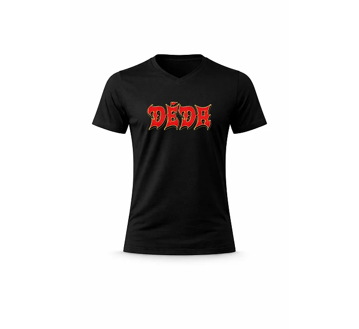 Pánské bavlněné tričko s potiskem - DĚDA (ROCK) - černé Pánské bavlněné tričko s potiskem - DĚDA (ROCK) - černé