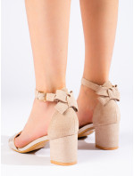 Pohodlné dámské  sandály hnědé na širokém podpatku