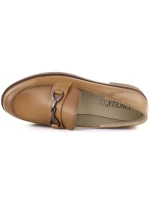 Dámské kožené mokasíny polobotky camel model 22015075 - VINCEZA Dámské kožené mokasíny polobotky camel model 22015075 - VINCEZA