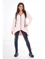 Mikina s delšími zády a kapucí pudrově růžová