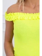 Španělská halenka s volánky žlutá neonová
