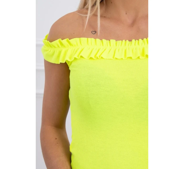 Španělská halenka s volánky žlutá neonová