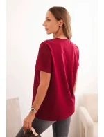 Dámská bavlněná blůza klasického střihu bordová Dámská bavlněná blůza klasického střihu bordová