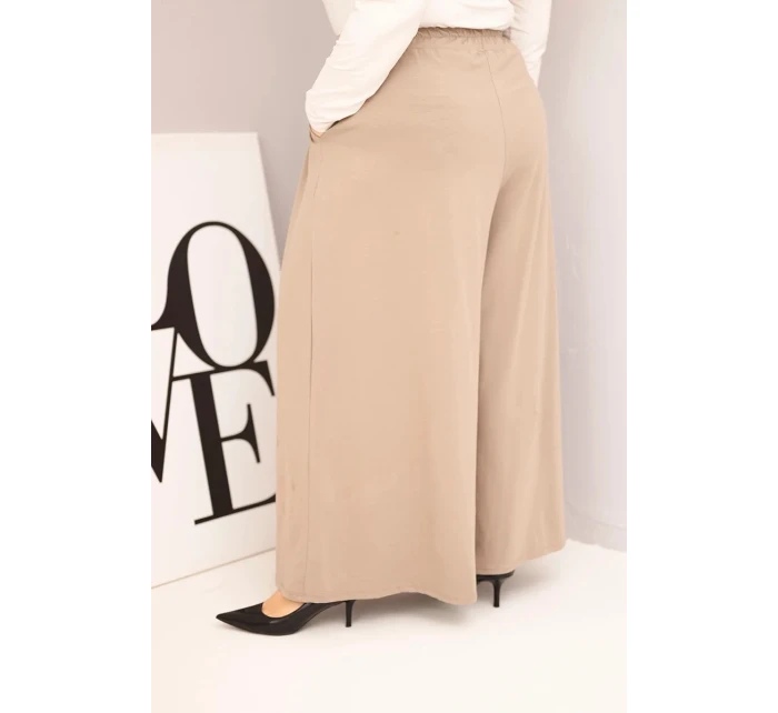 Dámské bavlněné kalhoty Plus Size s širokými nohavicemi a volným střihem fango Dámské bavlněné kalhoty Plus Size s širokými nohavicemi a volným střihem fango