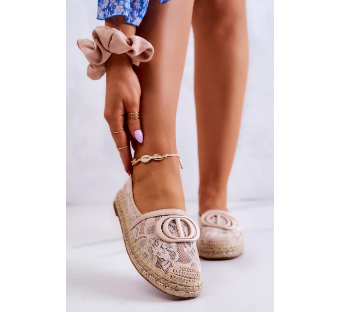 Dámské krajkové espadrilky s ozdobou béžove Summer Dream