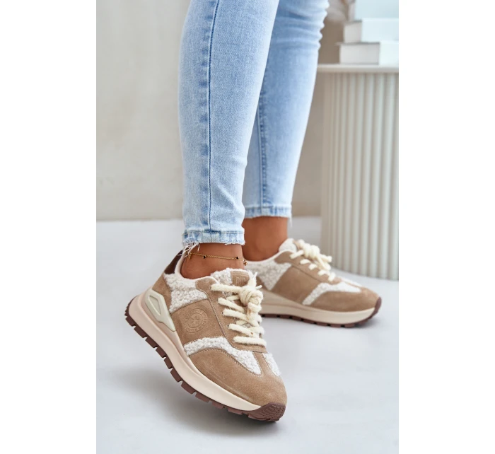 Zateplené dámské kožené sneakersy Big Star model 21675384 HIPOLY SYSTEM Béžové - Big Star Shoes