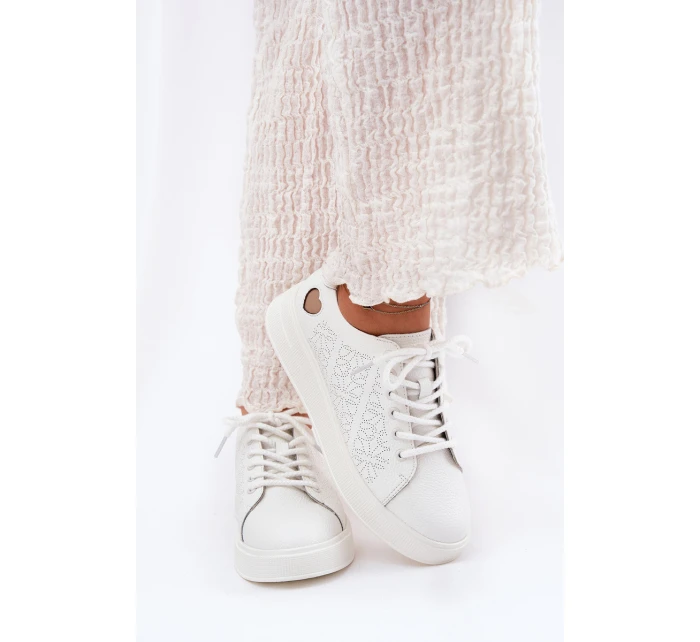Dámské Kožené Tenisky Na Platformě Vinceza 88018 Bílé