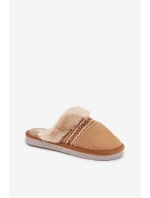 Dámské pantofle s kožešinou a výšivkou Camel Devianne Dámské pantofle s kožešinou a výšivkou Camel Devianne