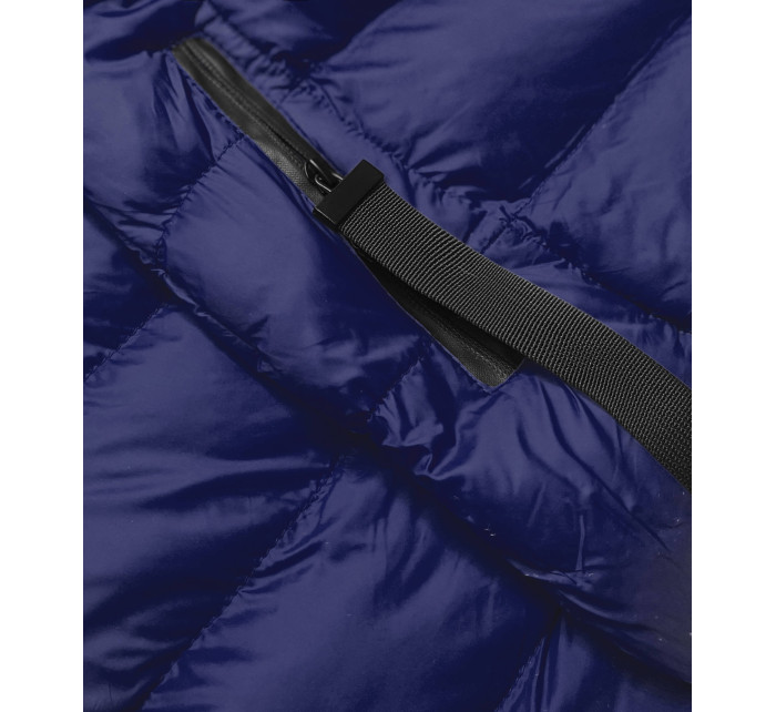 Tmavě modrá dámská bunda s kapucí pro přechodné období (5M786-215)