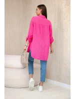 Bavlněná mušelínová košile oversize růžový