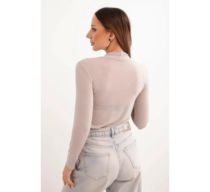 Dámská model 21777061 blůza s jemným rolákem a dlouhým rukávem tmavě béžová - K-Fashion