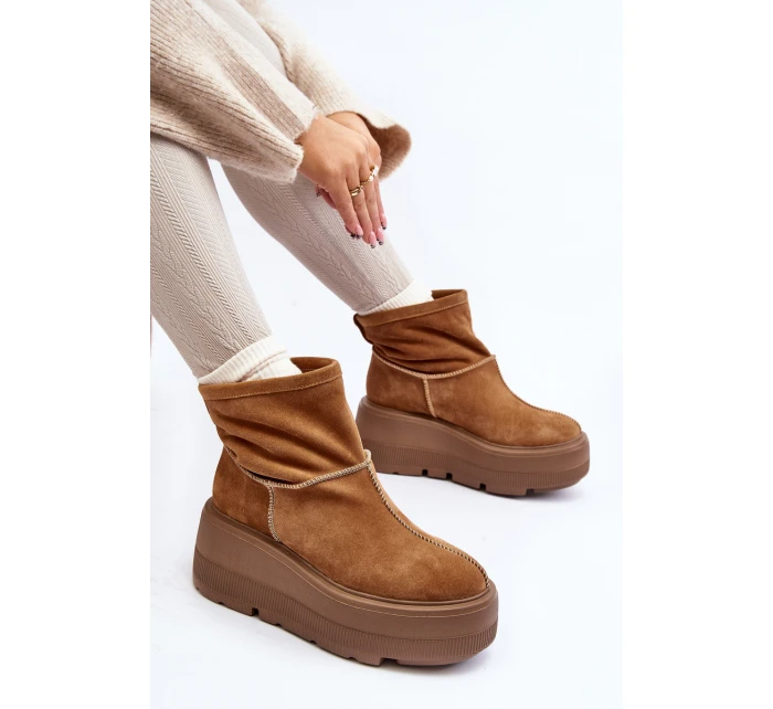 Kožené dámské boty na masivní podrážce Camel model 21644292 - Zazoo