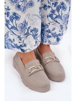 Dámské Kožené Mokasíny se Zlatým Detalem  model 21691940 - VINCEZA