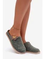 Dámské pantofle s květinou model 21786976 zelené - Inblu