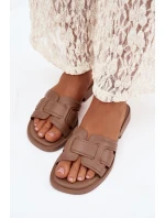 Dámské nazouváky na ploché podrážce tmavě béžové Lorania Dámské nazouváky na ploché podrážce tmavě béžové Lorania