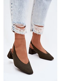 Materiálové dámské sandály na podpatku tmavě zelené model 22102914 - Boto