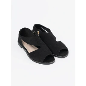 Trendy dámské  sandály černé na plochém podpatku