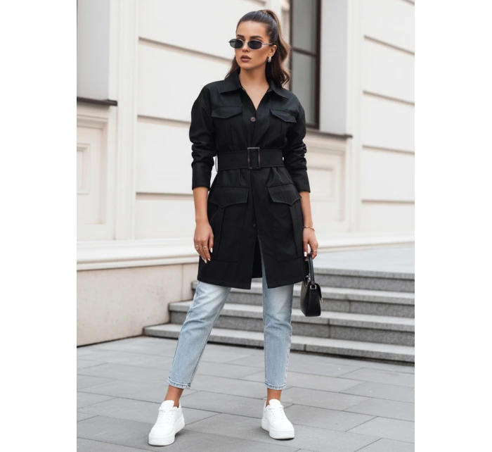 VERMONT dámský přechodový kabát s vázáním černý FashionStreet NY0582